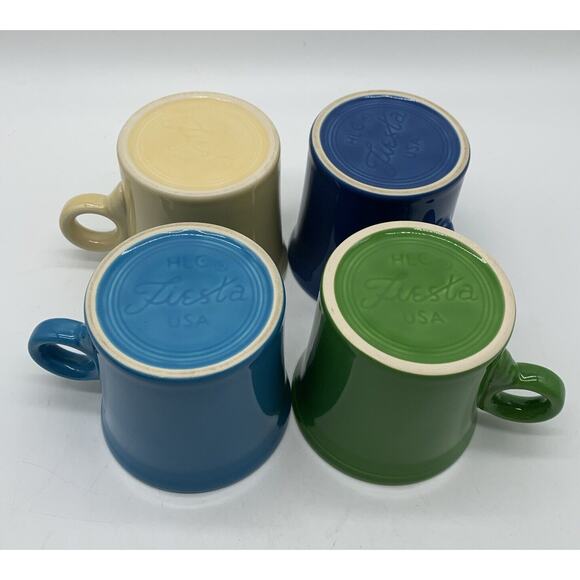 4 Fiesta Ware Coffee Mugs Tom & Jerry Ring Handle Homer Laughlin USA Multi Color - Picture 3 of 5